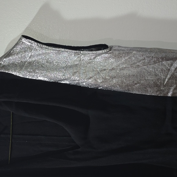 Sandro Romance Black Dress Shift Silver Metallic Sleeveless Mini - Picture 6 of 10